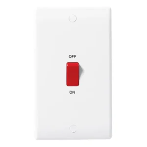 Switch Double Pole Large Plate 45A 250V White