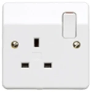 MK 1 Gang Switched Double Pole Dual Earth 13A White/Green Socket
