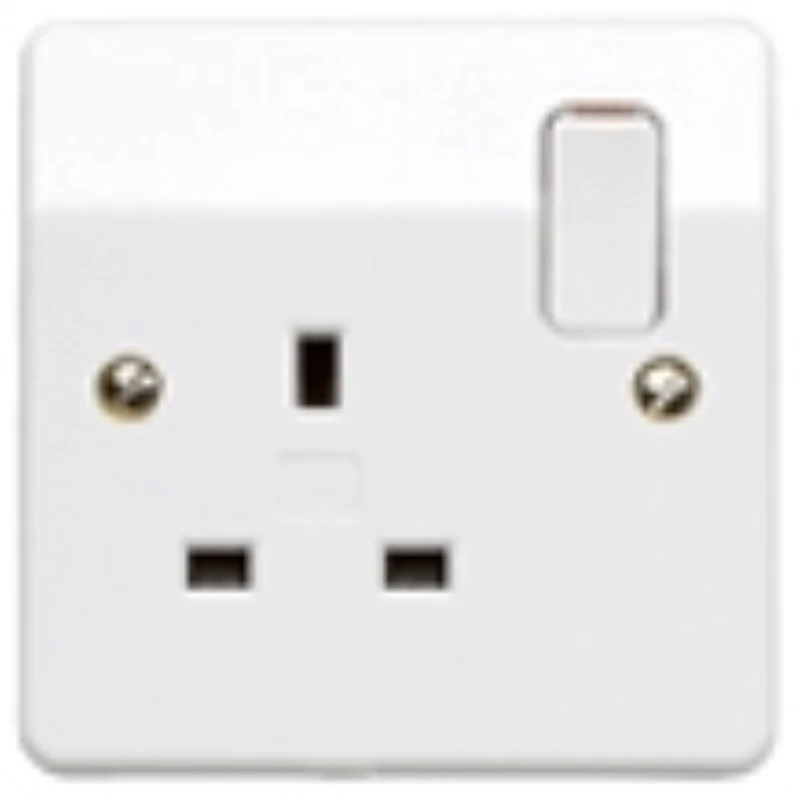 MK 1 Gang Switched Double Pole Dual Earth 13A White/Green Socket