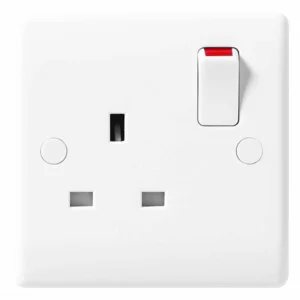 Socket 1 Gang Switched DP 13A Slimline Curved Edge White