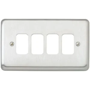 MK Front Plate 2 Gang 4 Module 86 x 146mm Brushed Stainless Steel