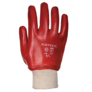 Portwest A040 PVC/Cotton Knitwrist Glove Red Size 10