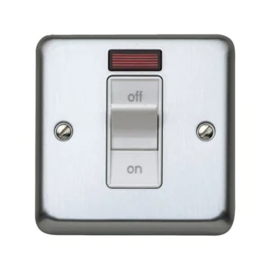 Switch 1 Gang DP Neon 32A Brushed Stainless Steel