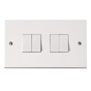 Plate Switch 4 Gang 2 Way 10A White