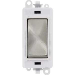 Click Gridpro Polar White Frame 20AX Satin Chrome Double Pole Switch Module