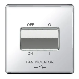 Polished Chrome 3 Pole Fan Isolator 10A 10AX Plate Switch