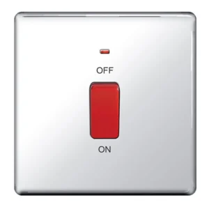 45A Polished Chrome Single Plate Double Pole Switch With Power Indicator