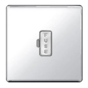 13A Polished Chrome Flatplate Screwless Unswitched Fused Spur Connection Unit