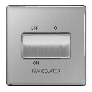 Plate Switch Fan Isolator TP 10A Stainless Steel Brushed