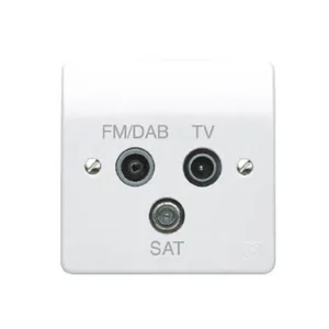 MK Socket 1 Gang TV/FM DAB/Satinel Triplexer White