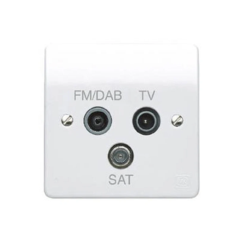 MK Socket 1 Gang TV/FM DAB/Satinel Triplexer White