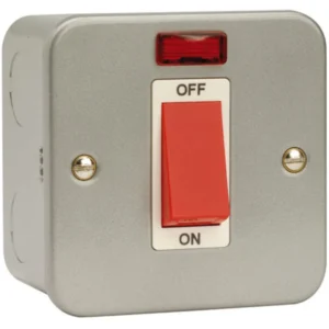 Cooker Control Switch 1 Gang Neon 45A Metal Clad