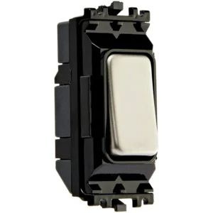 Grid Switch Intermediate 20A Brushed Stainless Steel Black Inserts