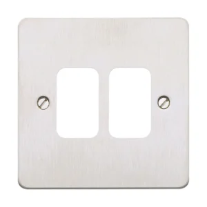 MK Front Plate 2 Module Mounting Frame 86 x 86mm Brushed Stainless Steel