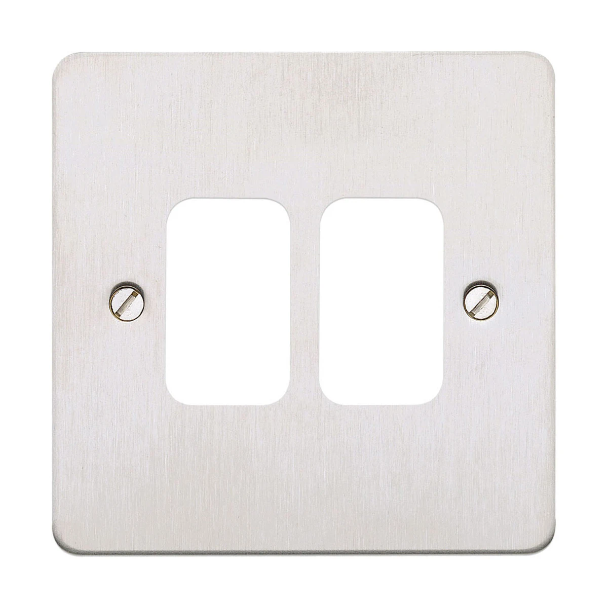 MK Front Plate 2 Module Mounting Frame 86 x 86mm Brushed Stainless Steel