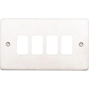 MK Front Plate 4 Module Mounting Frame 86 x 146mm Brushed Stainless Steel