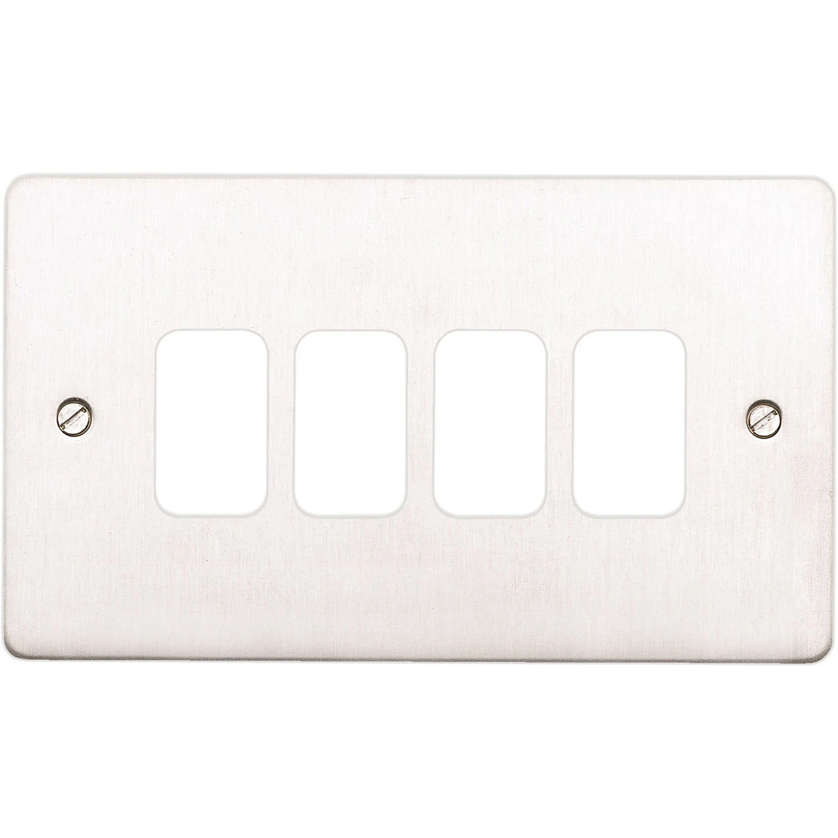 MK Front Plate 4 Module Mounting Frame 86 x 146mm Brushed Stainless Steel