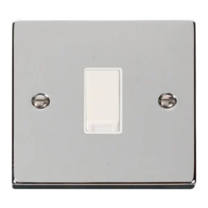 Plate Switch 1 Gang 2 Way 10A Polished Chrome White Insert Victorian