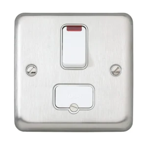 Connection Unit Double Pole Switched Fused Spur Neon Flush 13A Brushed Stainless Steel