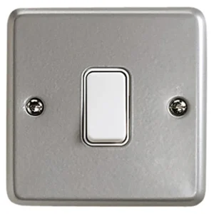 Plate Switch 1 Gang 2 Way Single Pole 10A Aluminium Surface