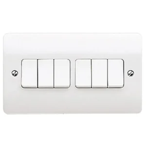 MK Plate Switch 6 Gang 2Way Single Pole 10A White