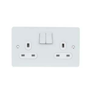 Schneider Socket 2 Gang Single Pole Switched 13A Painted White White Insert