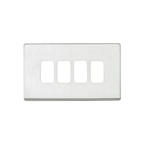MK Front Plate 4 Module Brushed Stainless Steel
