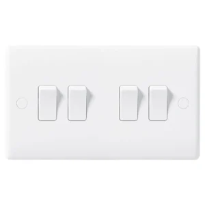 BG Nexus 844 Plate Switch 4-Gang 2-Way 10A Round Edge