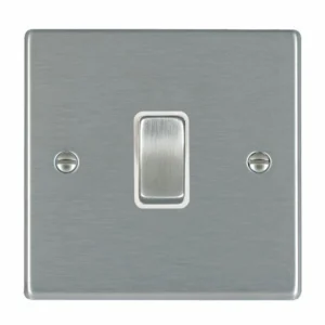 Rocker Switch 1 Gang 2Way 10A 88 x 88mm Satin Steel/Satin Steel White
