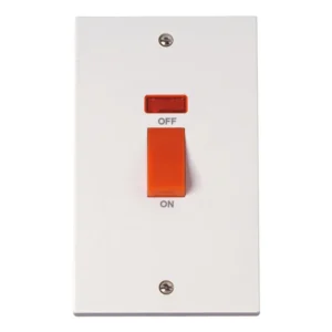 Cooker Control Switch 2 Gang Neon 45A White