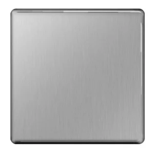 Brushed Steel 1 Gang Flatplate Screwless Blank Plate
