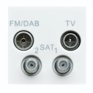 Socket 2 Module TV/FM/DAB/Satin x2 Quadplexer 50 x 50mm White