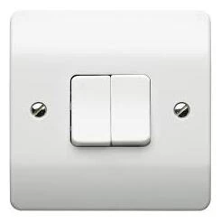 MK Plate Switch 2 Gang 1 Way Double Pole White