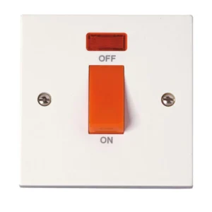 Cooker Control Switch 1 Gang Neon 45A White