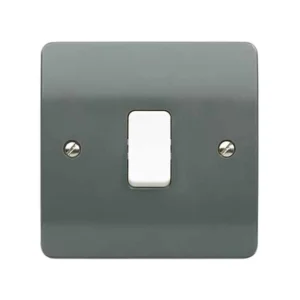 MK  Plate Switch 1 Gang 1 Way SP White Rocker 10A Graphite