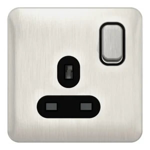 Lisse 1-Gang 2-Pole 13A Switched Socket Stainless Steel / Black