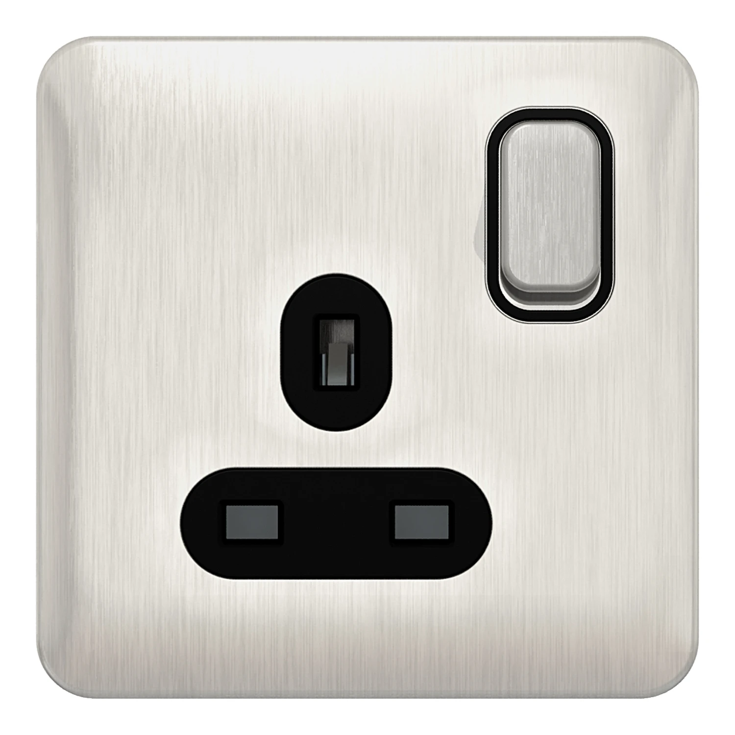 Lisse 1-Gang 2-Pole 13A Switched Socket Stainless Steel / Black
