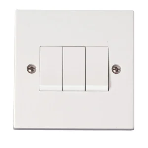 Plate Switch 3 Gang 2 Way 10A White