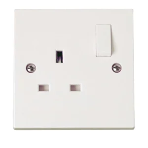 Socket 1 Gang Switched DP 13A Standard Square Edge White