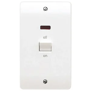 MK Logic Plus K5215WHI Switch Double Pole with Neon Flush 50A White