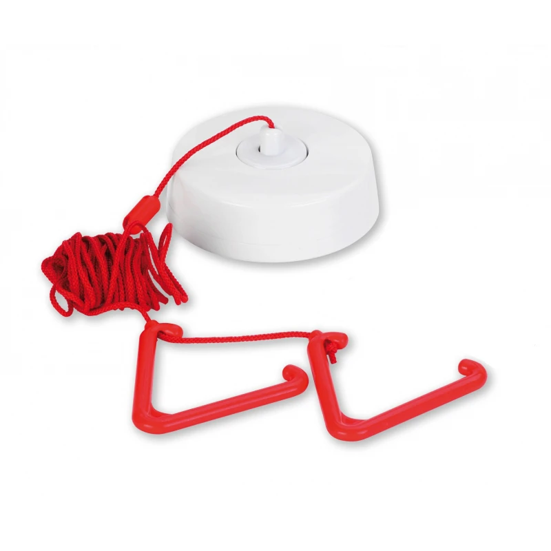 Plastic Red Pull Cord Ceiling Pull Unit 93x27mm White