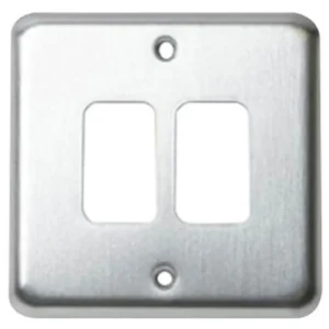 MK Front Plate 2 Module 86 x 86mm Brushed Stainless Steel [Pack=10]