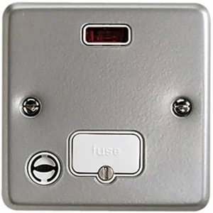 Connection Unit Unswitched Incl Neon + Flex Out 13A Aluminium