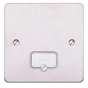 Connection Unit Unswitched Fused Spur 13A Brushed Stainless Steel White Inserts