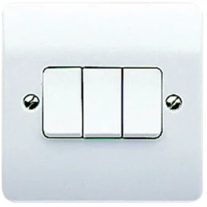 MK K4873WHI Plate Switch 3 Gang 2 Way White