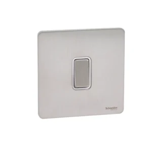 Ultimate Flat Plate Switch 1-Gang 2-Way 16A 230VAC White Insert Stainless Steel