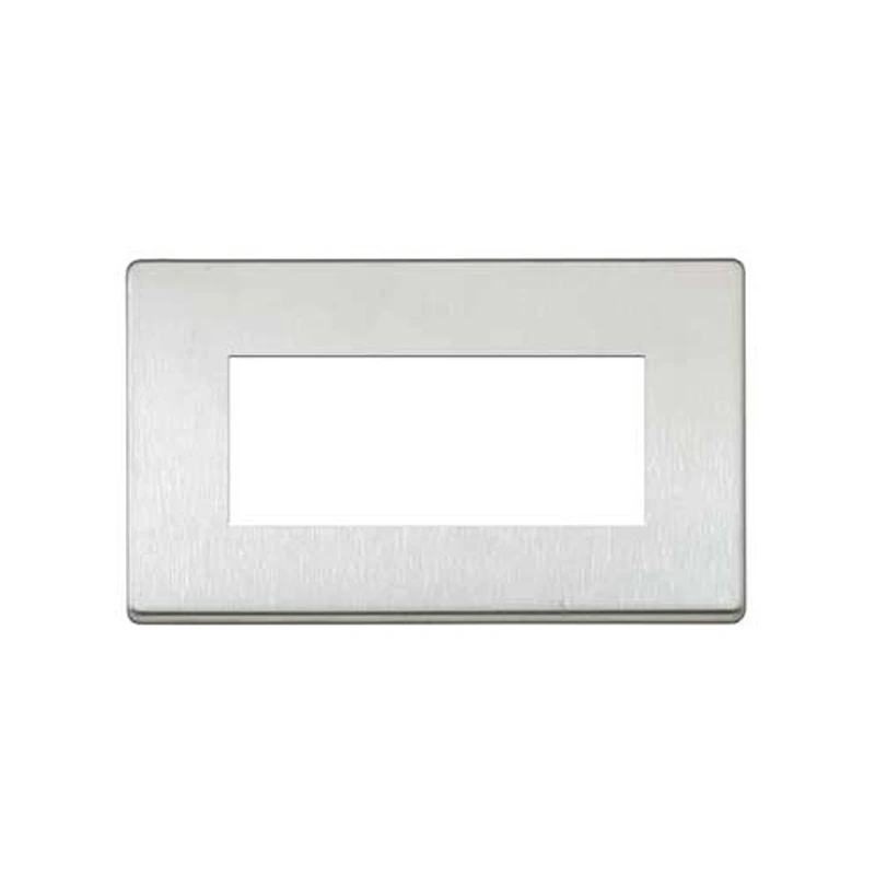 MK Front Plate 4 Module Euro 100 x 100mm Brushed Stainless Steel