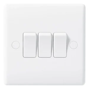 BG Nexus 843 Plate Switch 3-Gang 2-Way 10A 250V White