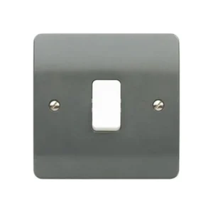 MK  Plate Switch 1 Gang 2 Way Single Pole White Rocker 10A Graphite
