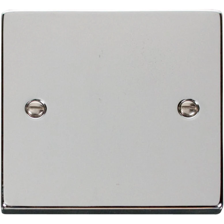 Blanking Plate 1 Gang Polished Chrome Black&White Gasket Victorian